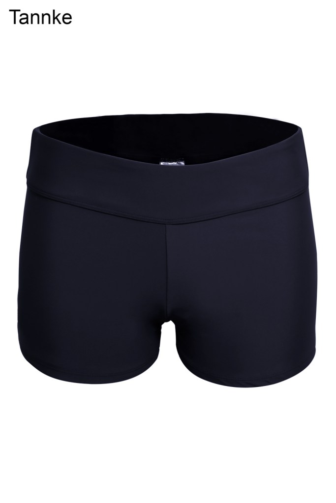 Black Wide Waistband Swimsuit Bottom Shorts