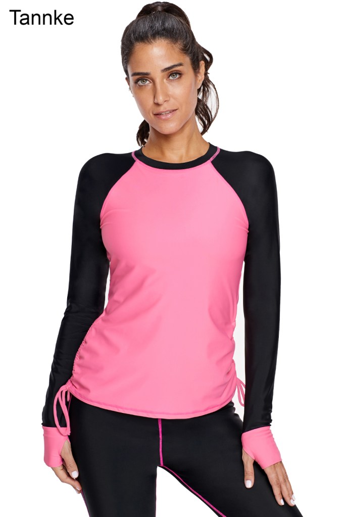 Rosy Black Colorblock Long Sleeve Rashguard