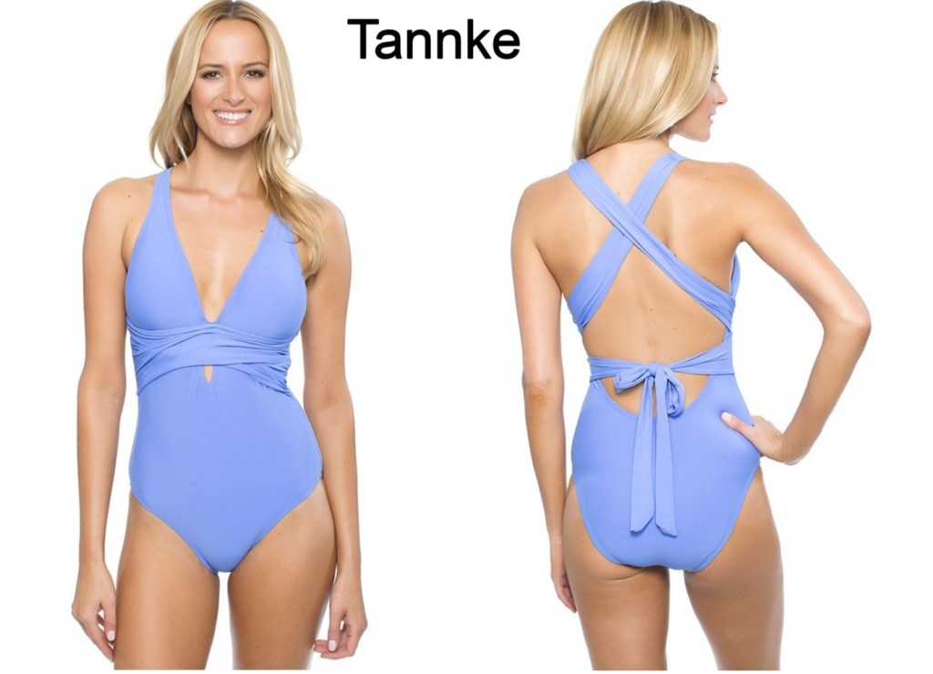 Light Blue Self Tie One Piece Swimsuit